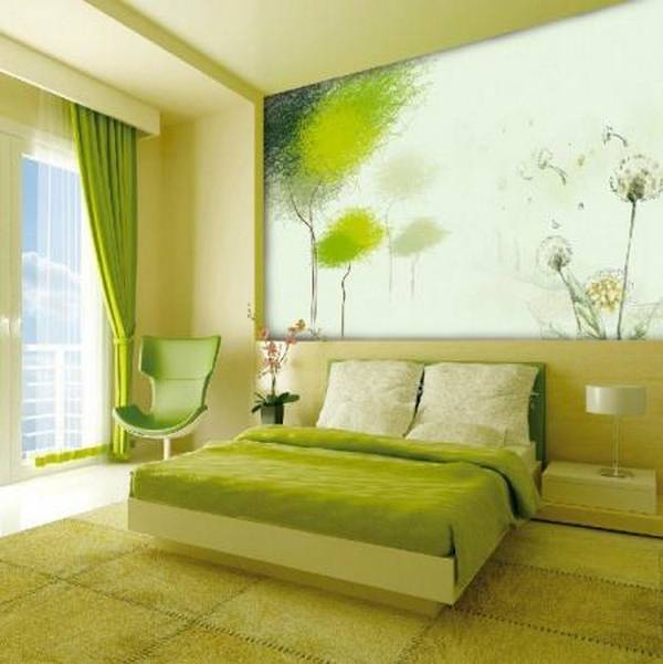 Красивый дизайн спальни в зеленых тонах: фото и 3 варианта отделки - фото