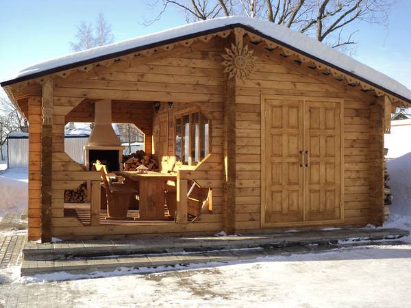 Летняя кухня из бревна для дачи: функциональное сооружение с фото