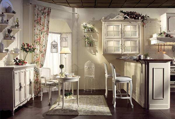 Декор для кухни в стиле прованс: шторы и другие текстильные элементы - фото