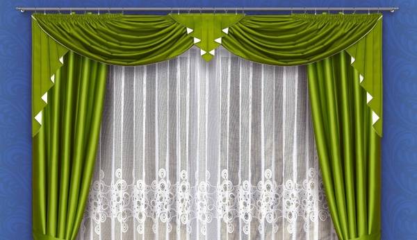 Зеленые шторы  особая атмосфера комфорта в интерьере гостиной - фото